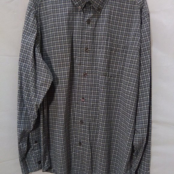 Old Navy Button Down Long Sleeve Shirt Color Blue/Gray Plaid Size Large - Picture 5 of 6